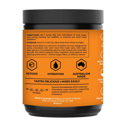 Electrolytes Mandarin Hydration Powder Zero Sugar 210g 30 Servings - Ketao