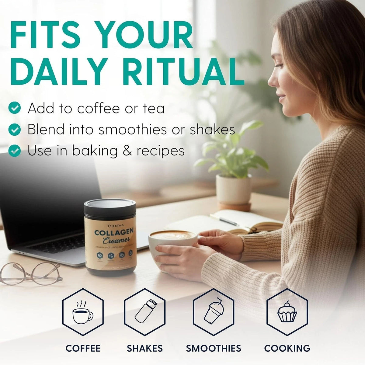 2 Pack KETAO Bovine Collagen Creamer MCT Keto Coffee BEAN GLUTEN FREE 300g