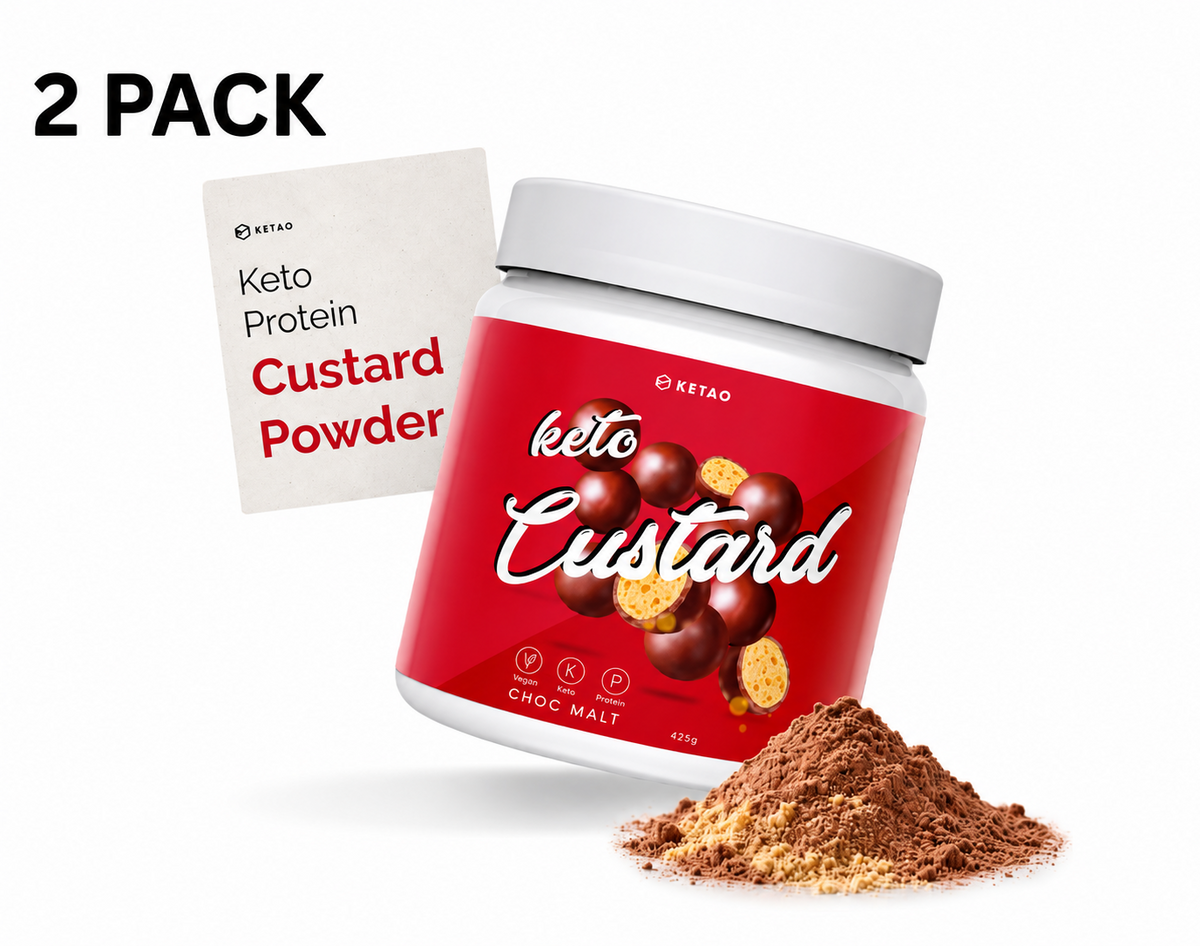 2X KETAO Custard Choc Malt VEGAN Pea Protein Low Carb Gluten & DAIRY FREE 425g