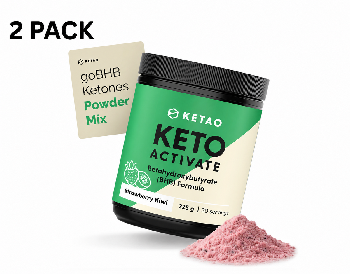 2 Pack KETAO Activate BHB Powder Strawberry Kiwi Energy Prebiotic VEGAN 225g