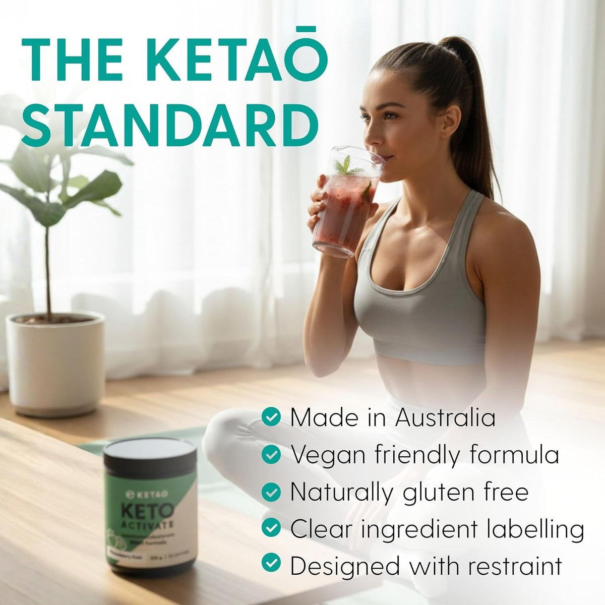 Keto Activate BHB Ketones Powder Strawberry & Kiwi 225g 30 Servings - Ketao