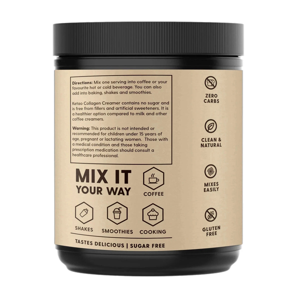 2 Pack KETAO Bovine Collagen Creamer MCT Keto Coffee BEAN GLUTEN FREE 300g