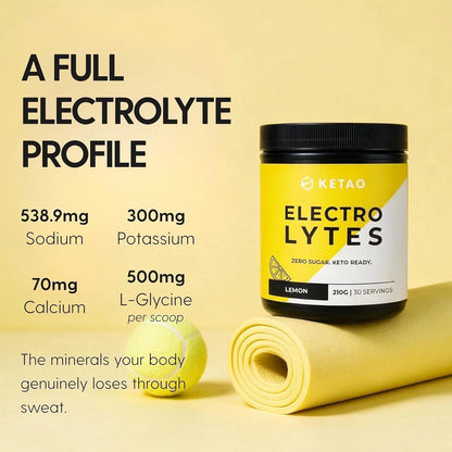 2 Pack KETAO ELECTRO LYTES Lemon Powder Hydration Support ZERO SUGAR 210g