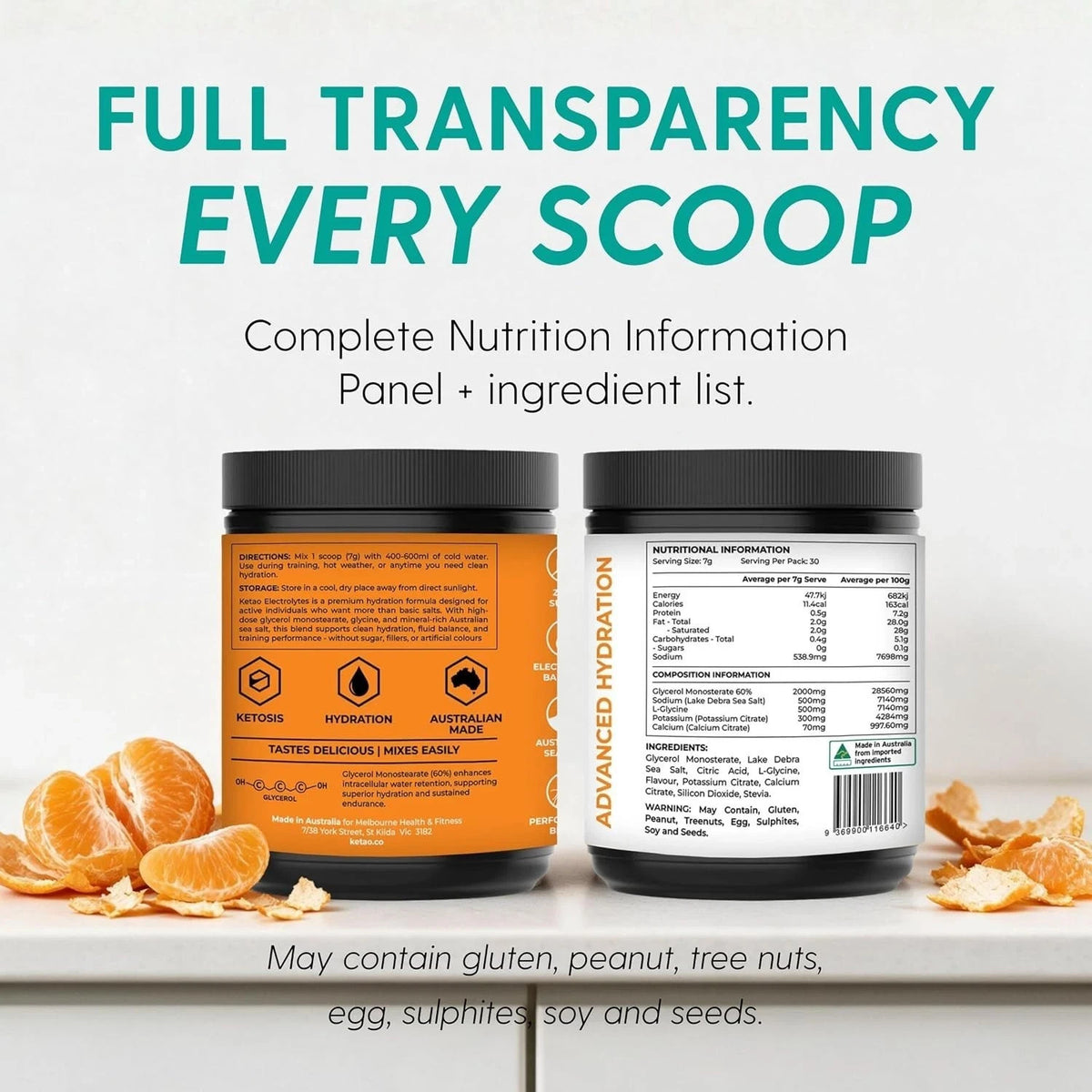 2 Pack KETAO ELECTRO LYTES Mandarin Powder Hydration Support ZERO SUGAR 210g