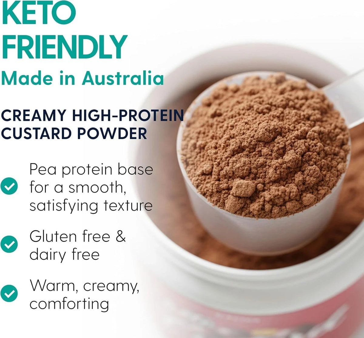 2X KETAO Custard Choc Malt VEGAN Pea Protein Low Carb Gluten & DAIRY FREE 425g