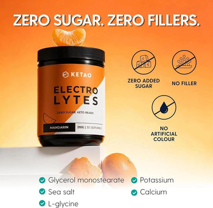 2 Pack KETAO ELECTRO LYTES Mandarin Powder Hydration Support ZERO SUGAR 210g
