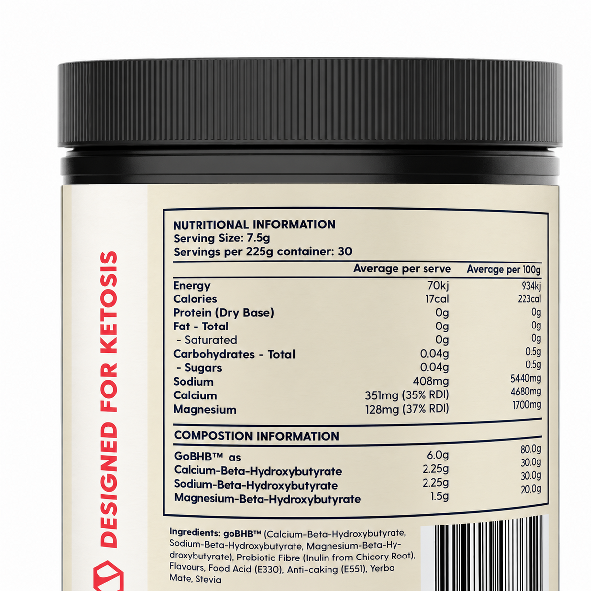 Keto Activate BHB Ketones Powder Strawberry & Kiwi 225g 30 Servings - Ketao