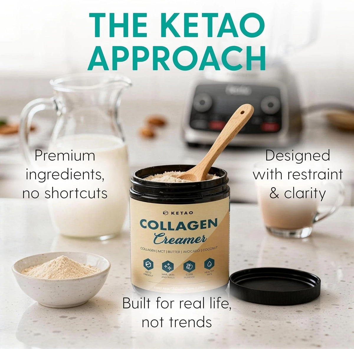 2 Pack KETAO Bovine Collagen Creamer MCT Keto Coffee BEAN GLUTEN FREE 300g